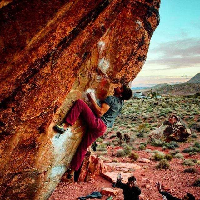 Coach Matty climbing in Red Rocks.